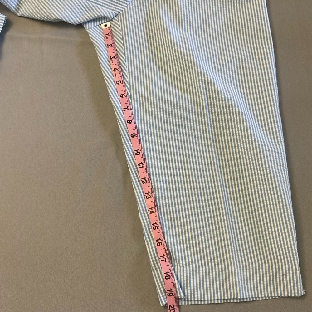 Vtg Alfred Dunner Capri Set Blue/White Stripe Seersucker Grandmacore Size 10P - Picture 14 of 16